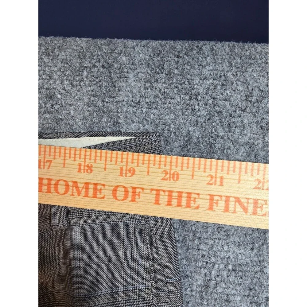 Oscar de la Renta Men’s Wool Dress Pants Gray Plaid 41x30 Classic Fit Trousers